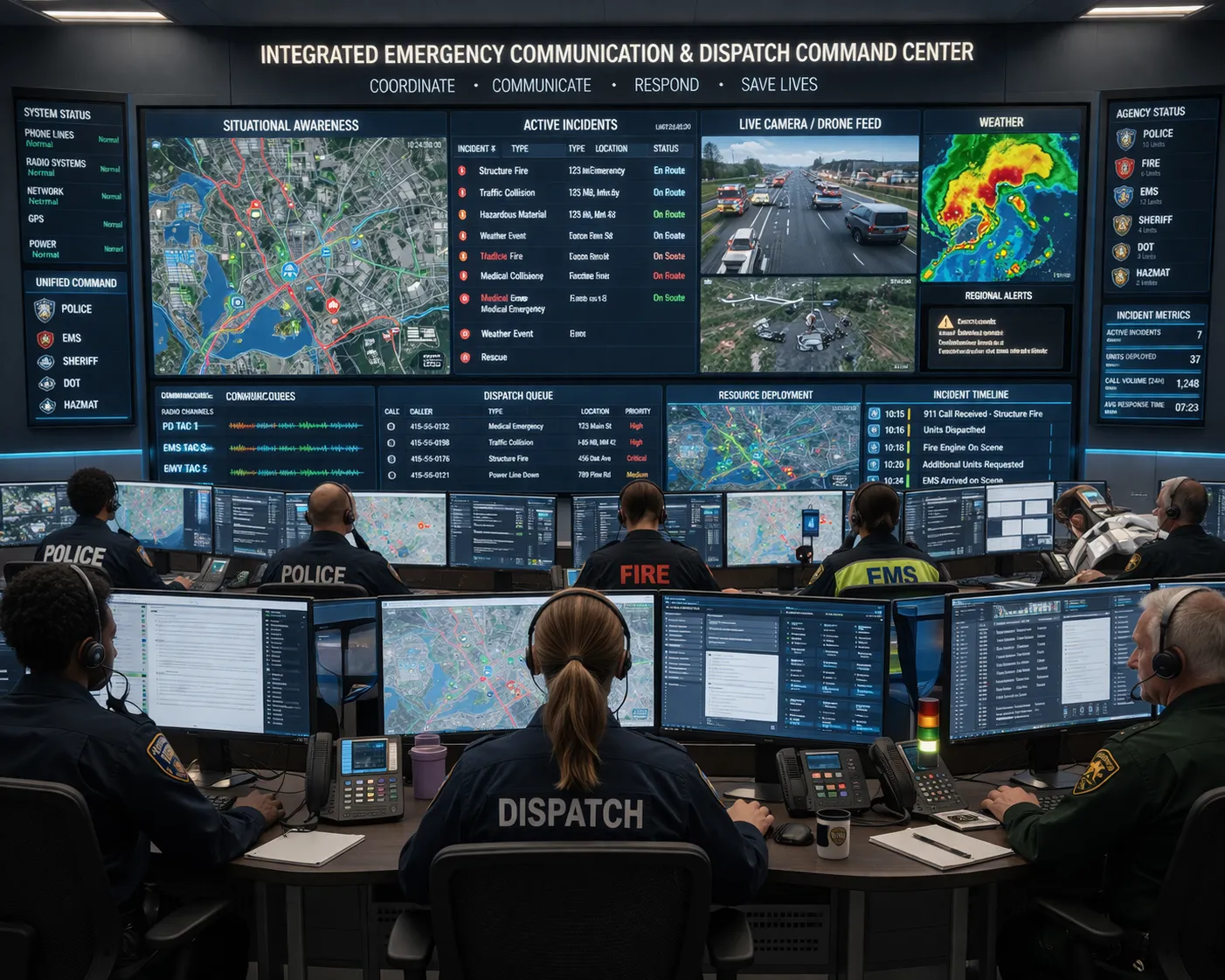Integrated Communication and Dispatch in Emergency Management: Systems, Technologies, Protocols, and Future Trends