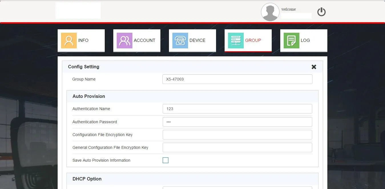 Edit Group Configuration Interface