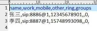 在記事本中開啟的電話簿