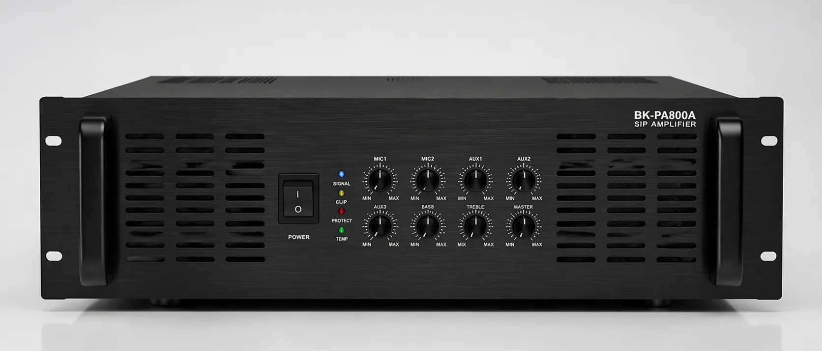 高功率機架式安裝之BK-PA800A SIP功放正面外觀