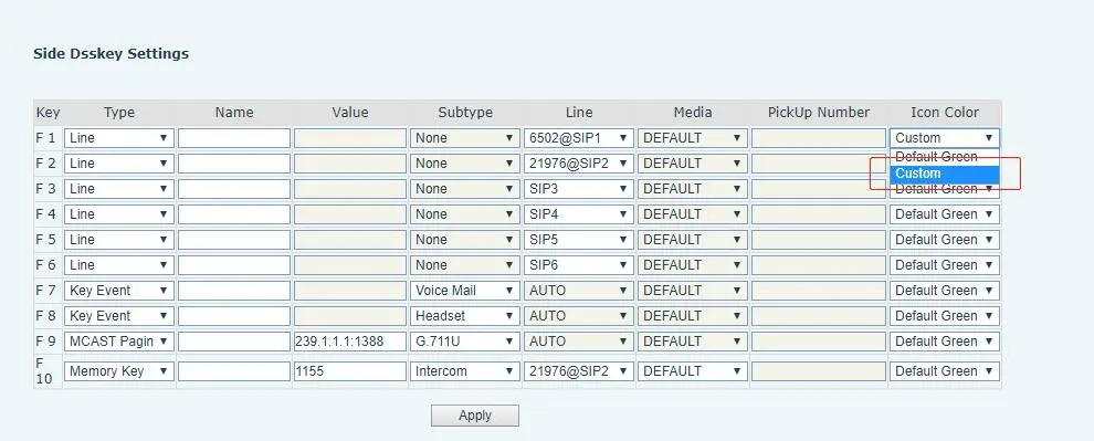 Custom DSSkey Icon Selection