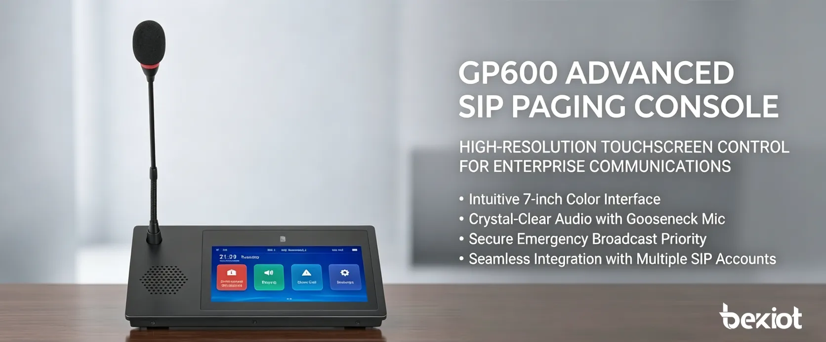 GP600 SIP麥克風正面設計與觸控螢幕