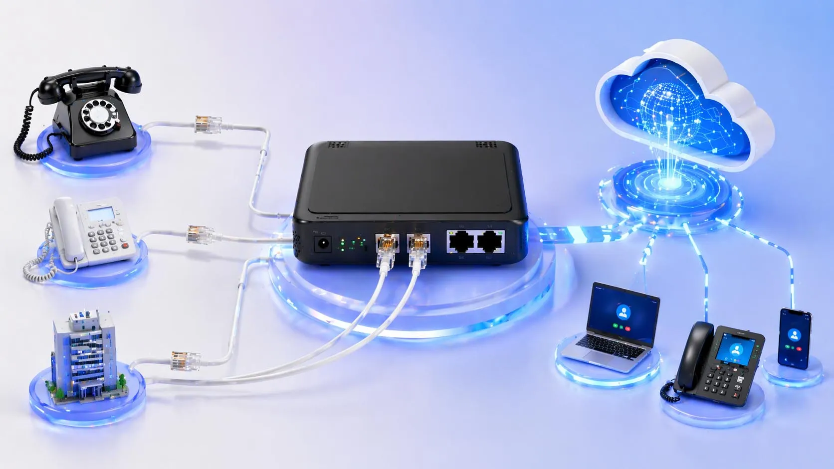 办公通訊環境中通过 RJ11 线缆連接的電話手柄
