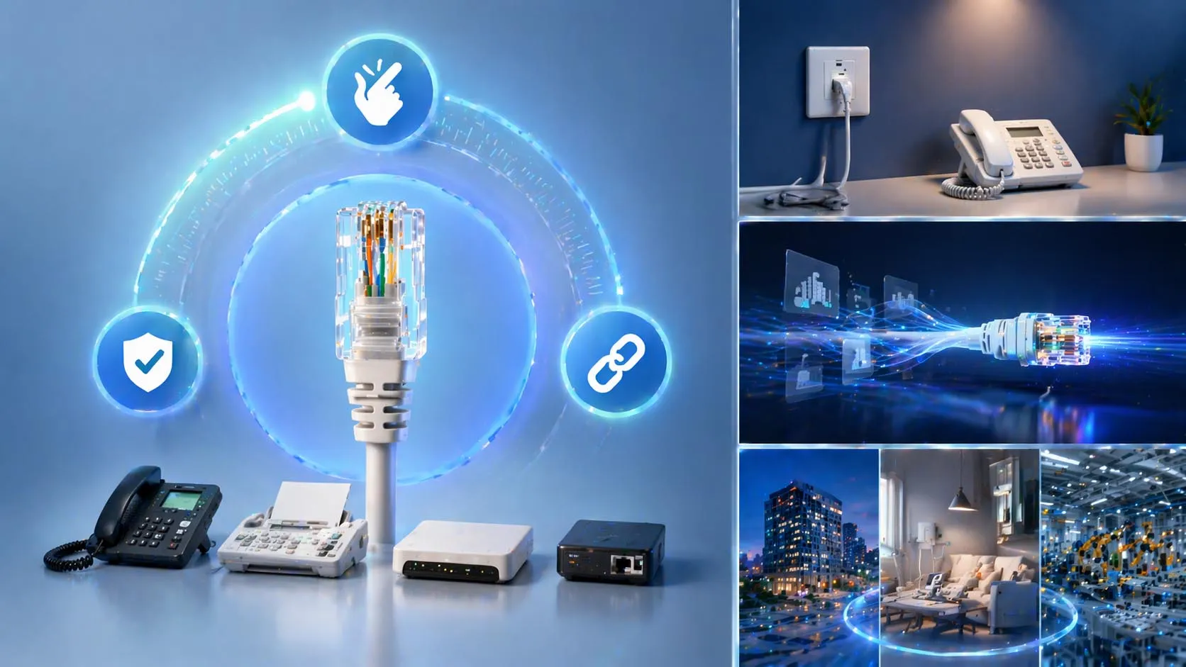 混合通訊系統中連接到语音閘道器的 RJ11 類比電話介面
