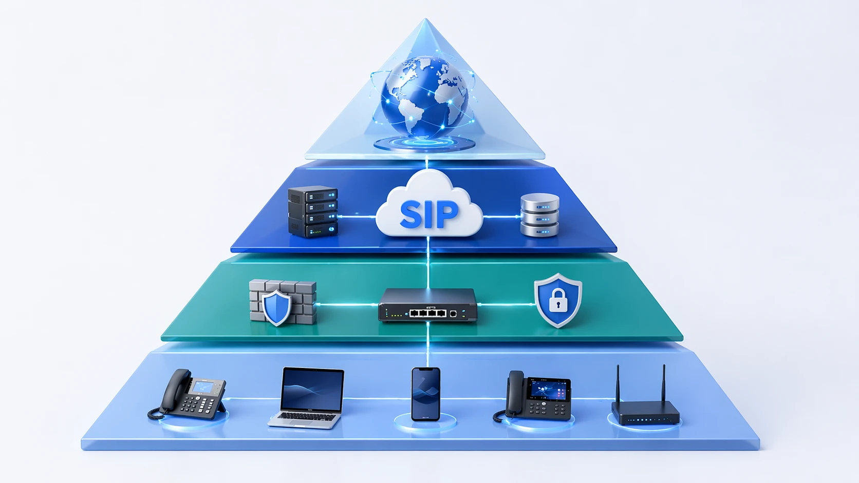 SIP trunk 架構展示端點 IP PBX SBC 與服務供應商或 PSTN 互連