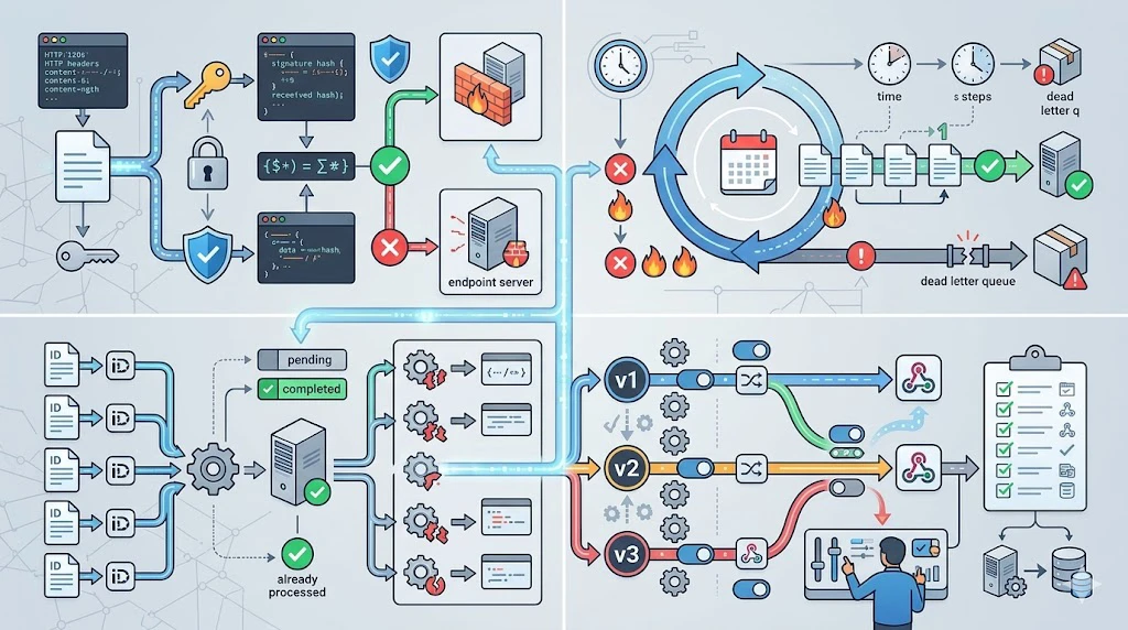 Webhook 安全與可靠性設計：包含簽章驗證、重試處理、事件日誌與冪等性處理