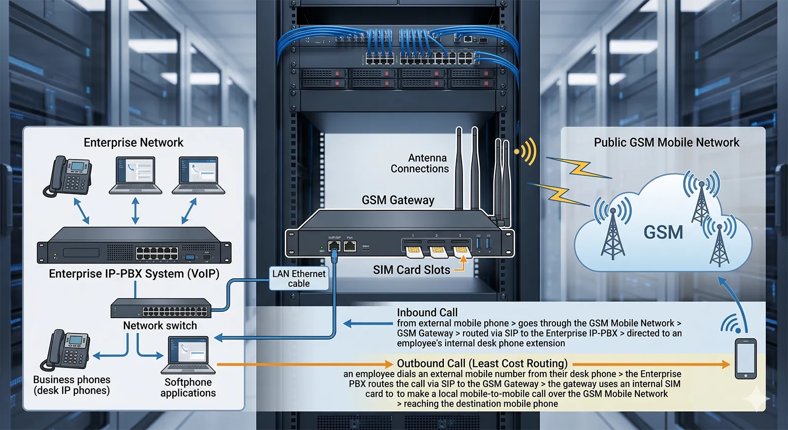 GSM 閘道器在企業語音环境中連接商業電話系統与 GSM 行動網路