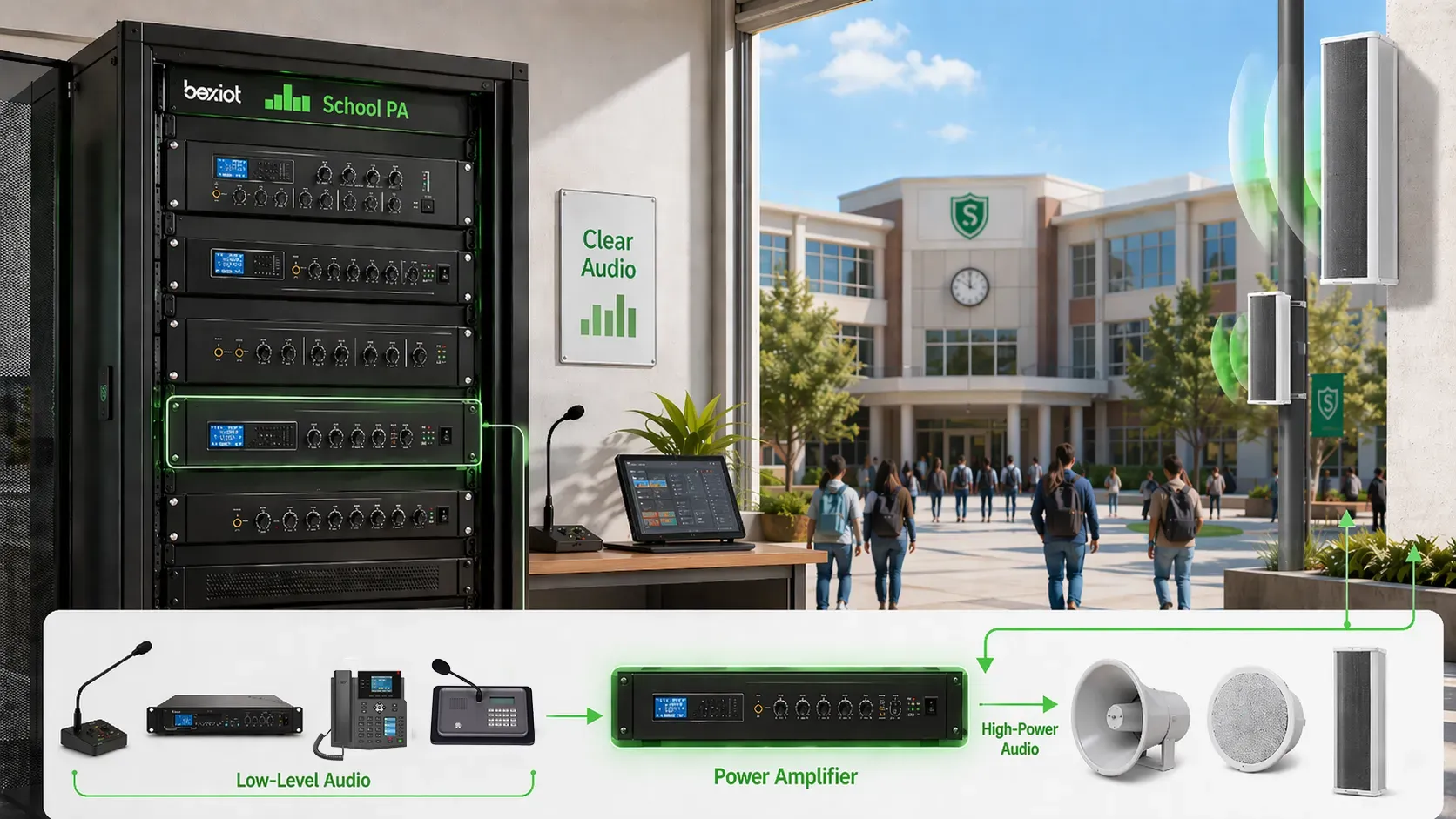專業廣播與音控室安裝之機架式功率擴大機