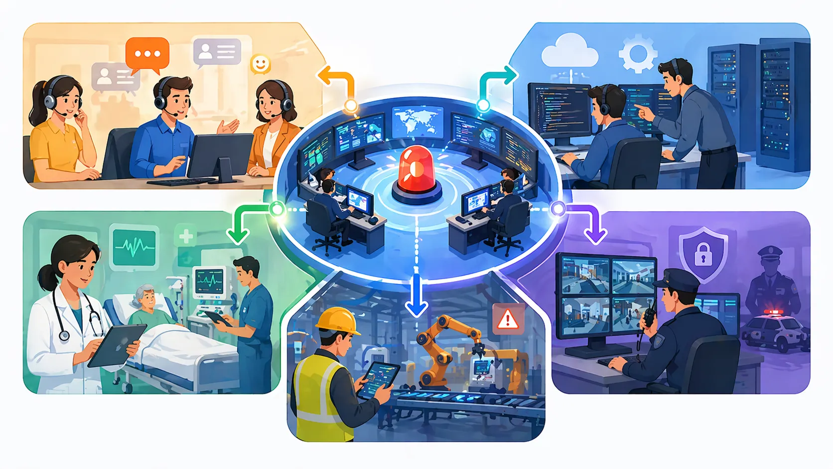 應用於醫療、工業警報應對與營運通訊環境的升級處理流程