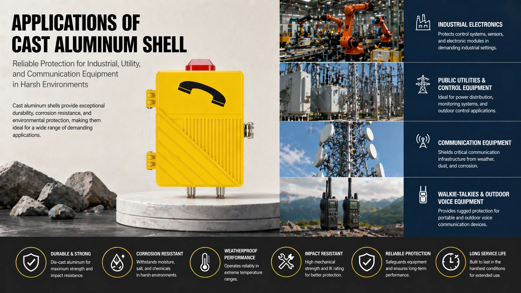 用於工業電子、戶外對講機與惡劣環境通訊設備的壓鑄鋁外殼