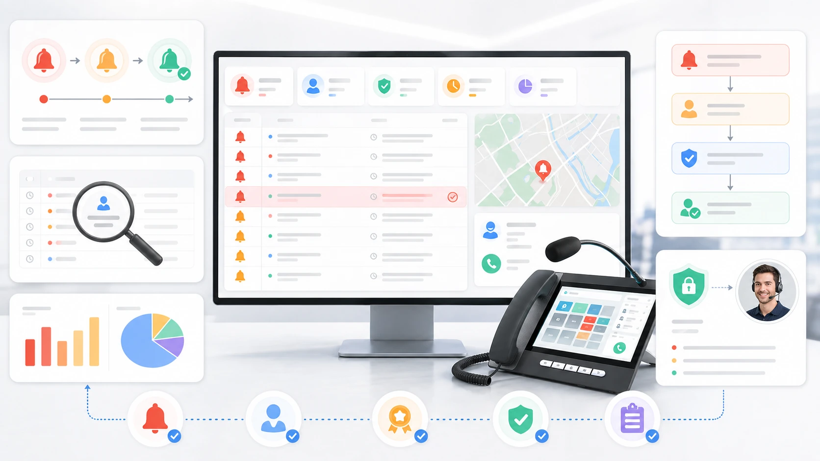 警報確認功能展示可視化警報狀態、操作軌跡追溯與應變流程工具