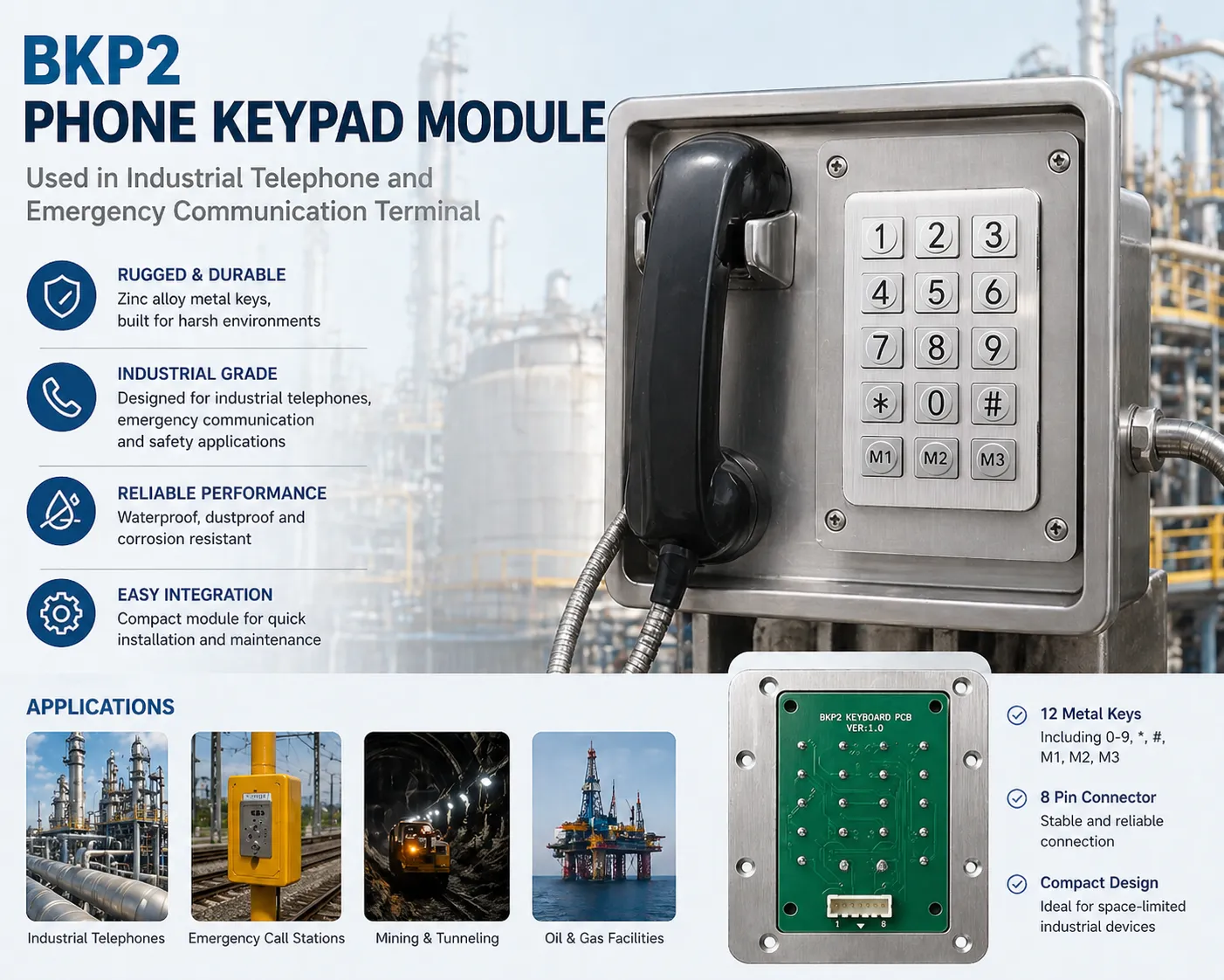 BKP2 phone keypad letters module used in industrial telephone and emergency communication terminal