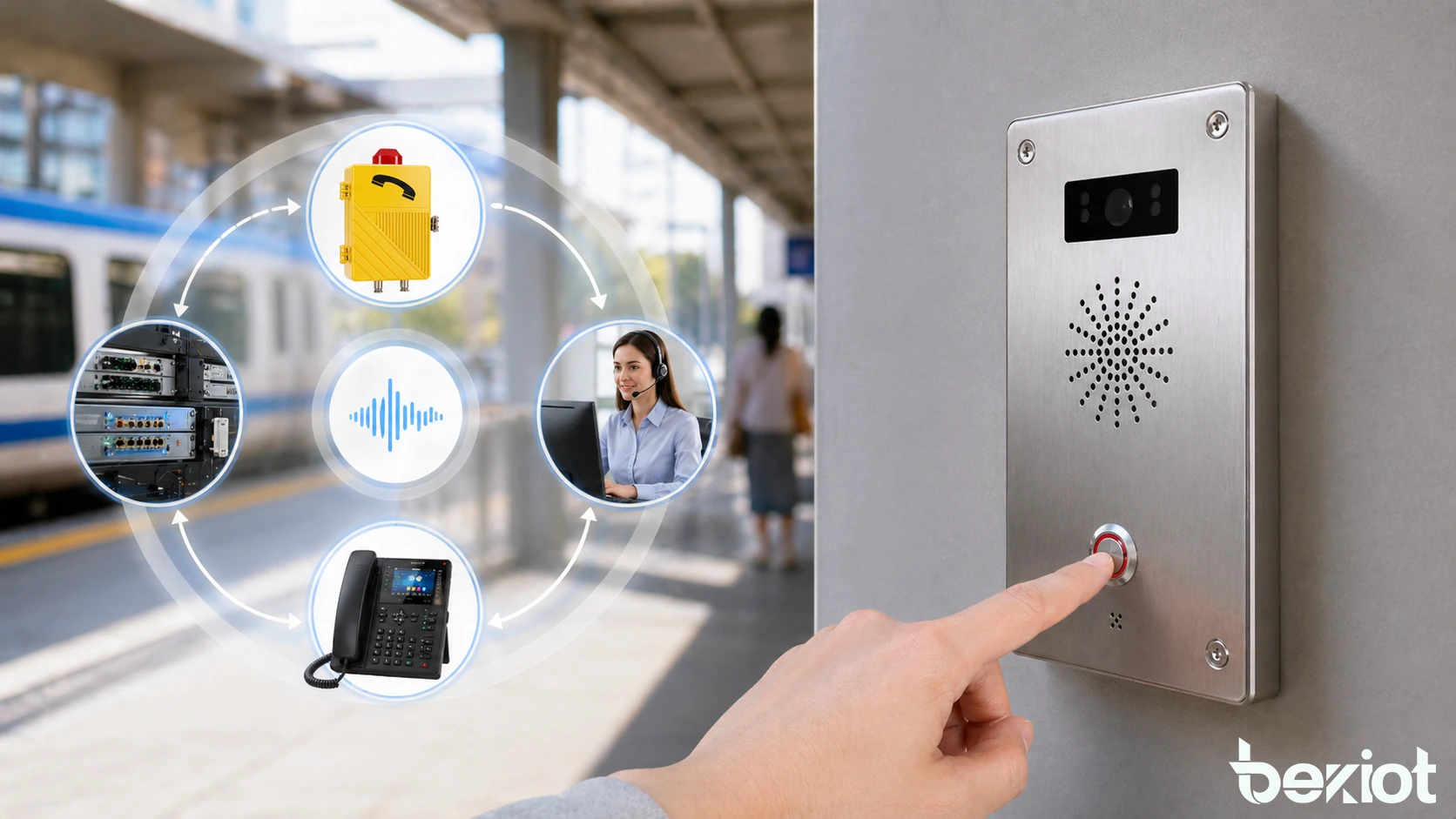 具備醒目呼叫按鈕、清晰識別與管制中心連動功能的工業或公共通訊終端