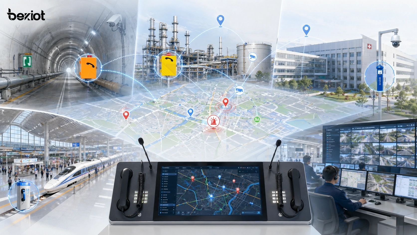 地圖化調度應用於隧道、工業場域、校園、醫院、交通樞紐及公共安全控制室