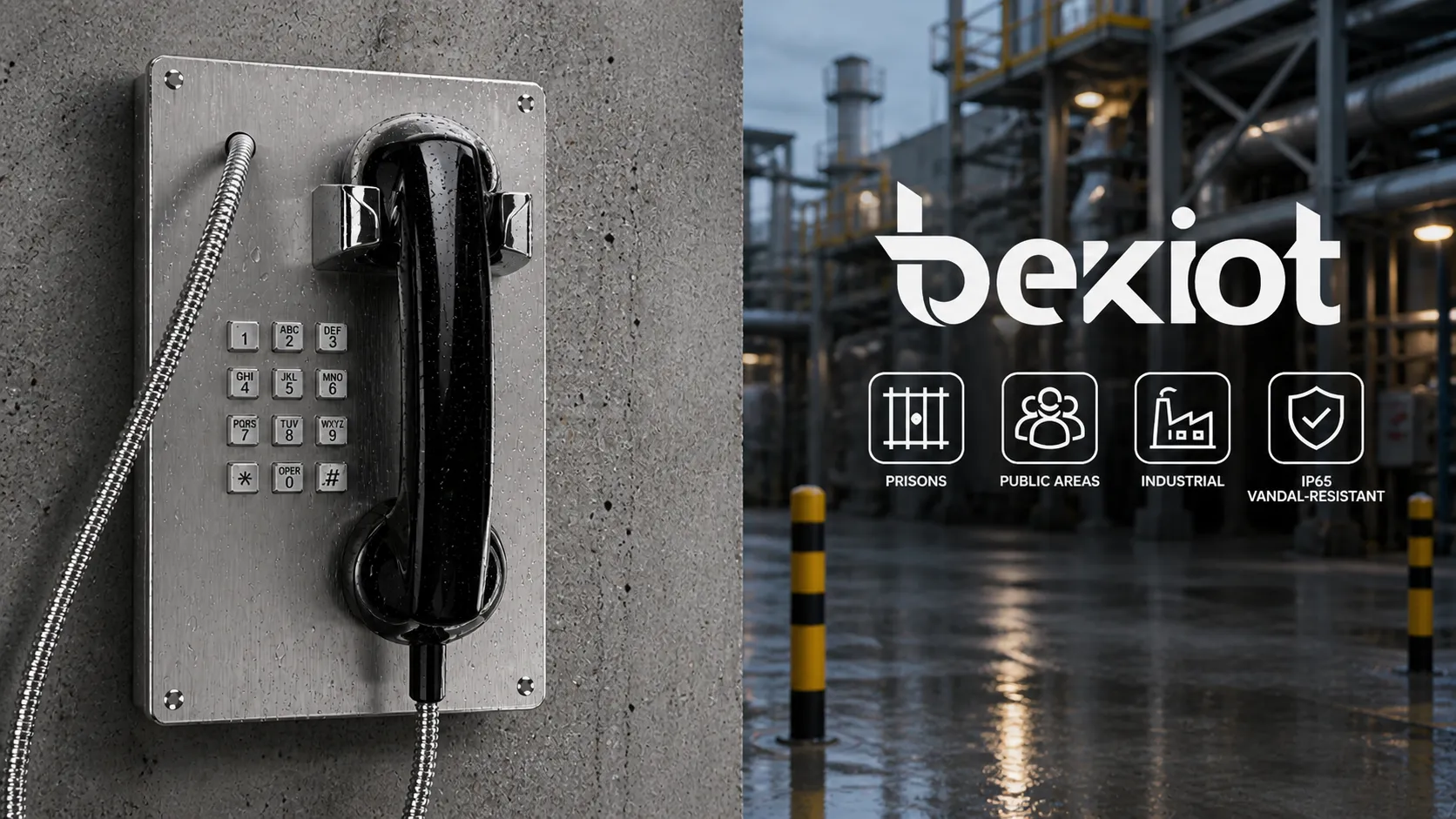 BT22 IP65 vandal-resistant telephone installed in public facility and industrial environment with dust and water protection