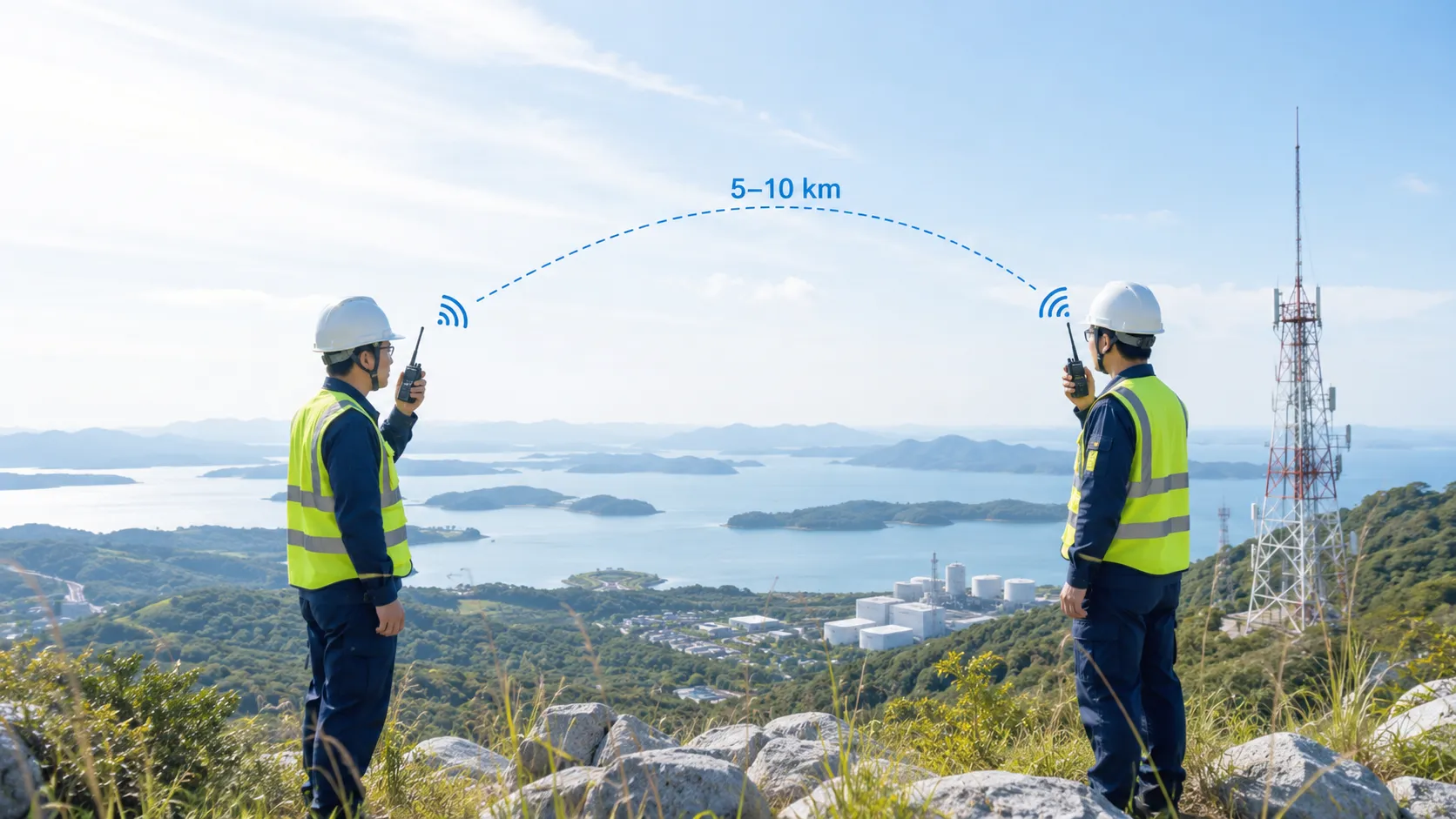 開闊工業場地中雙向無線電透過直接無線鏈路實現數公里通訊且無需蜂巢式基地台