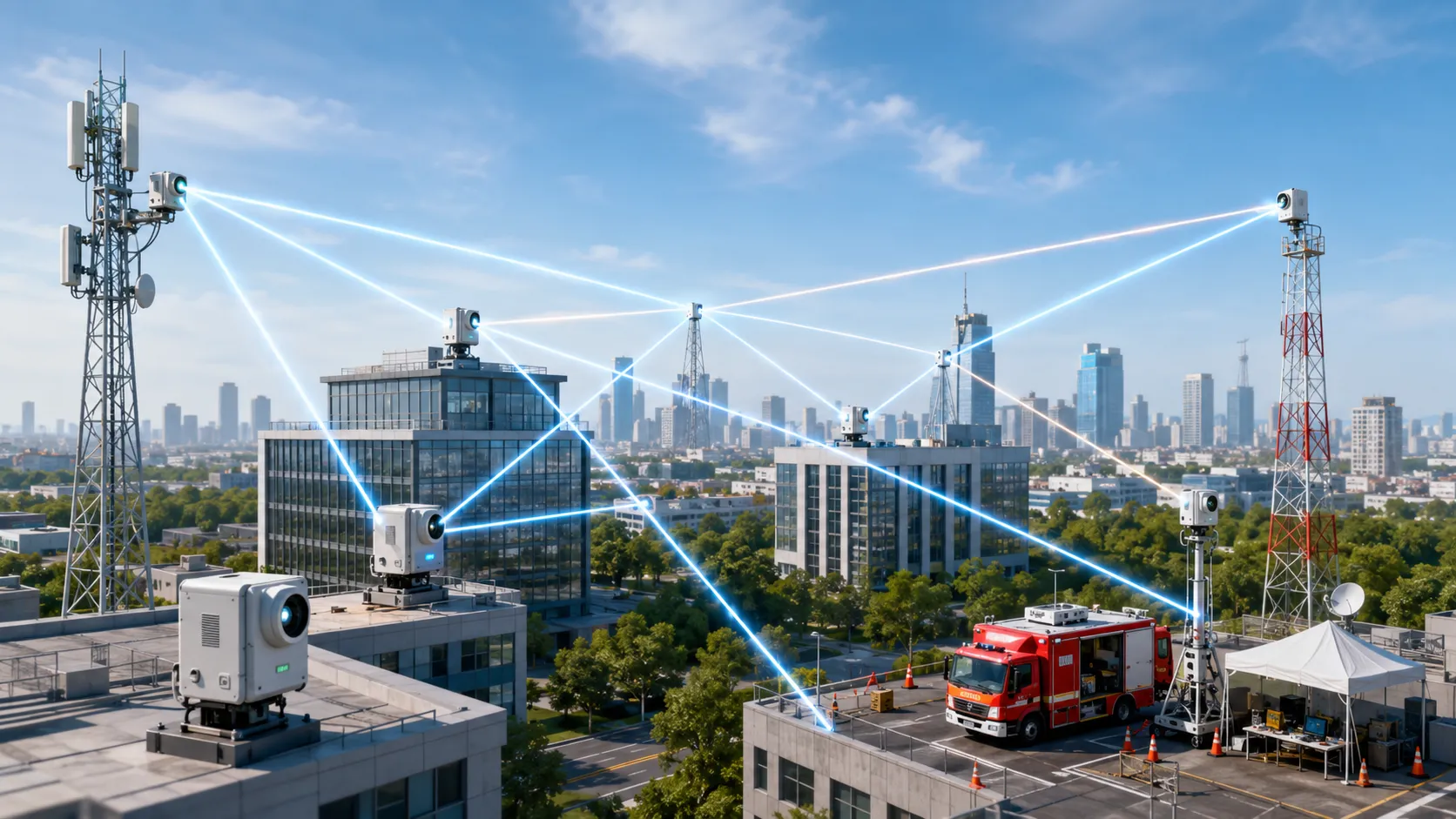 連接 5G 基地台、企業建築和應急通信站點的光無線 Mesh 網絡