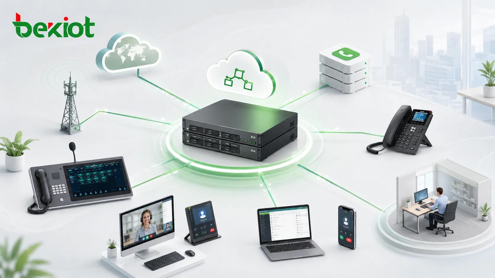 公網對講服務器通過 SIP 中繼連接 IPPBX 智能終端 IP 電話移動辦公用戶和外部電話網絡