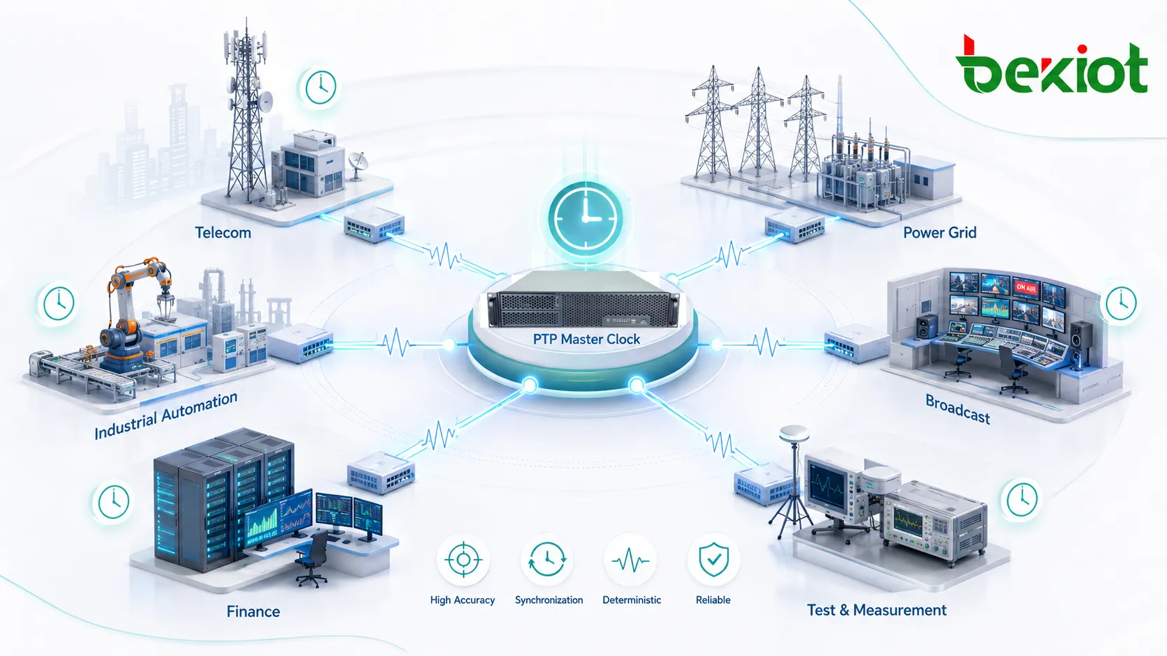 PTP 在電信基站、電力系統、自動化、廣播演播室和金融交易網絡中的應用