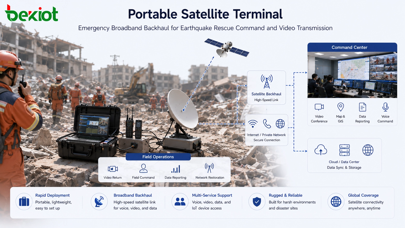 可攜式衛星終端為地震救援指揮和影像傳輸提供緊急寬頻回傳