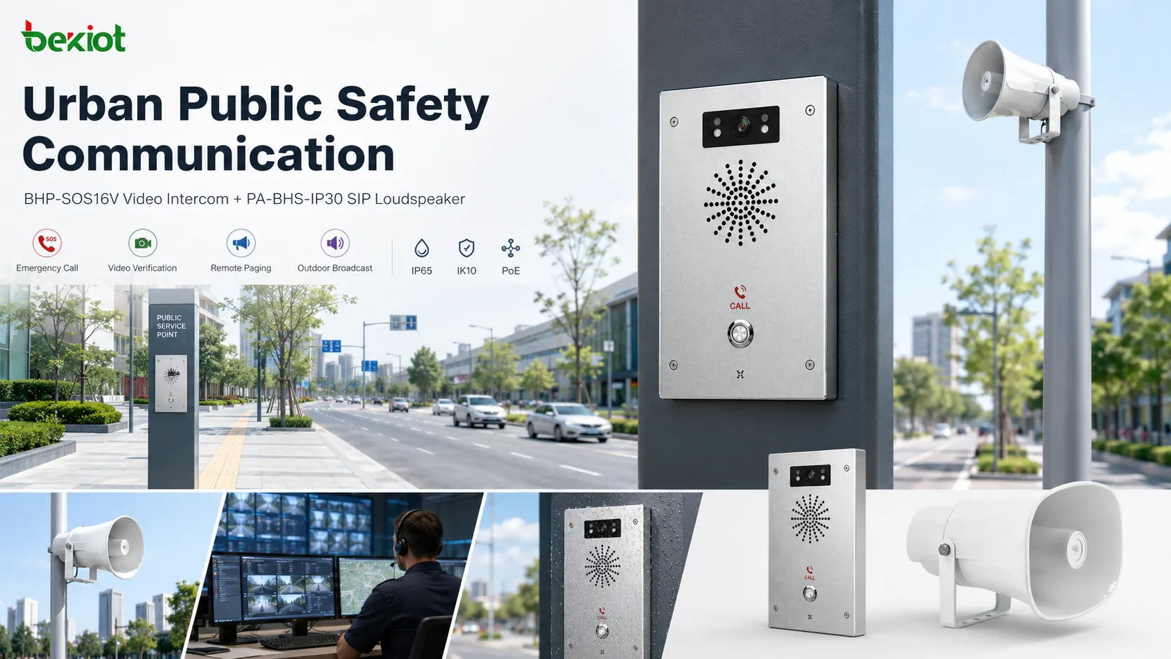 安裝於公共街道並用於戶外公告及緊急廣播覆蓋的PA-BHS-IP30 SIP揚聲器