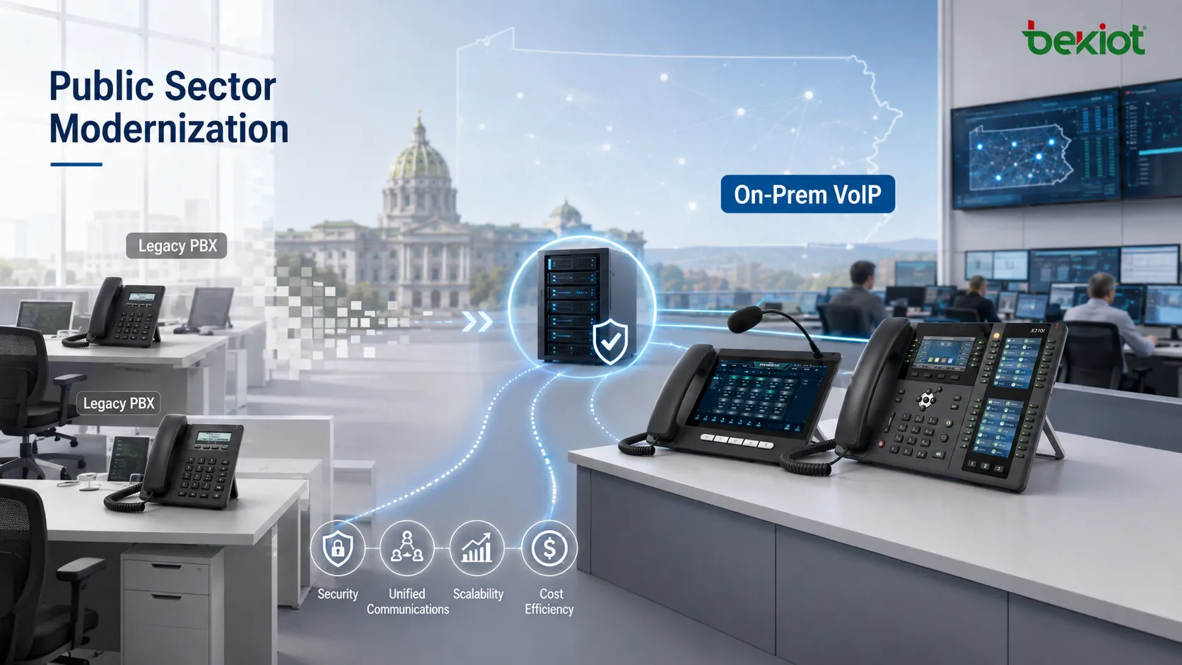 賓夕法尼亞州 PBX 與 VoIP 專案在哈里斯堡、費城和匹茲堡開展規劃、設計、導入、移轉與支援