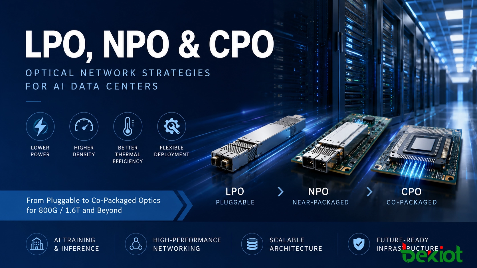 LPO、NPO 與 CPO：AI 資料中心的光學網路策略