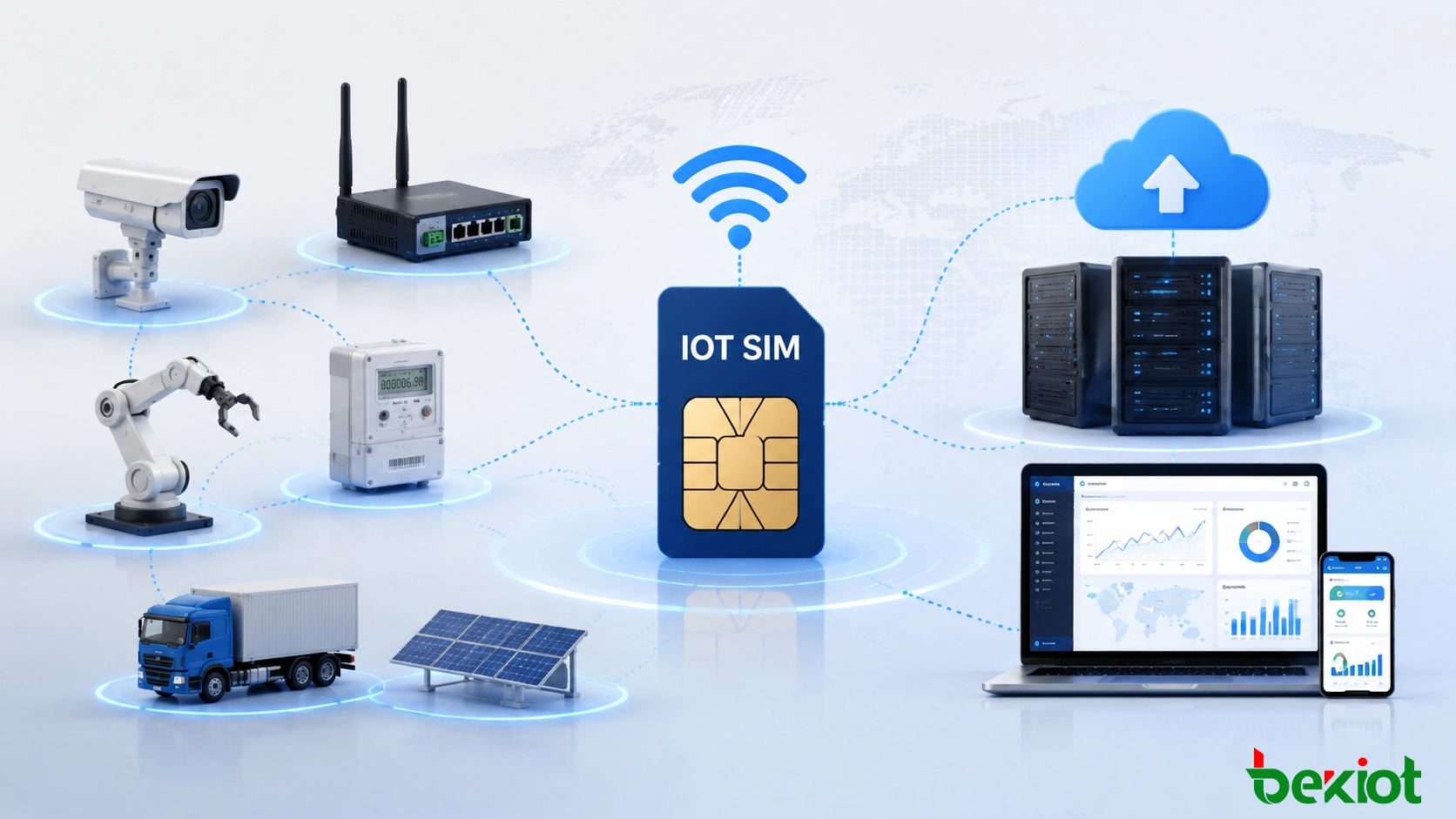 物聯網 SIM 卡透過蜂巢式網路連接工業設備和遠端終端