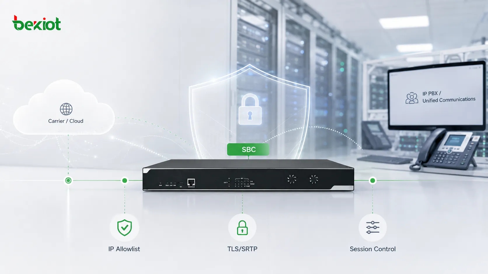 企業 SIP 中繼透過 SBC、存取控制、加密訊號與異常話務監控，在 VoIP 網路邊界獲得保護