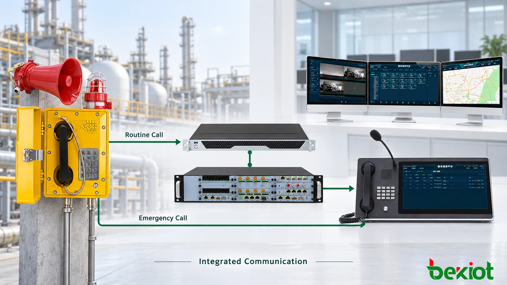 工業設施中防爆電話的 IP PBX 和調度集成架構