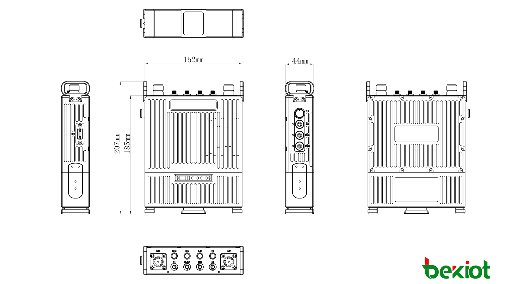 MEB92 SDR MANET背負式基地台尺寸207 × 152 × 44 mm