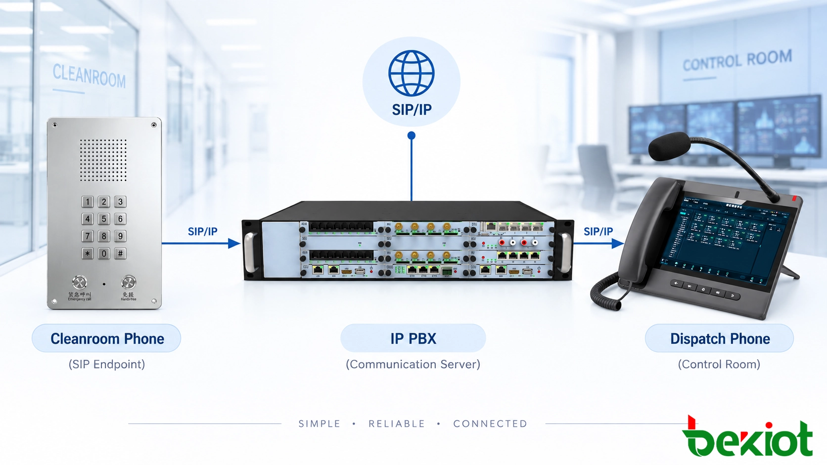 與 IP PBX 通訊系統連接的 SIP 無塵室電話