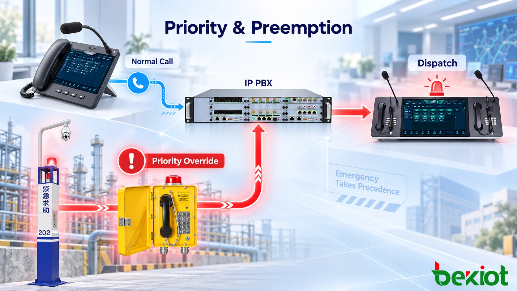 具備 IP PBX 與調度控制台的 SIP 優先通話架構